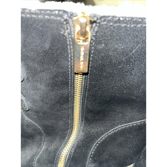 Michael Kors Rory Black Suede Wedge Boots size 8 1/2M Zip And Lace formal MK - Picture 5 of 9